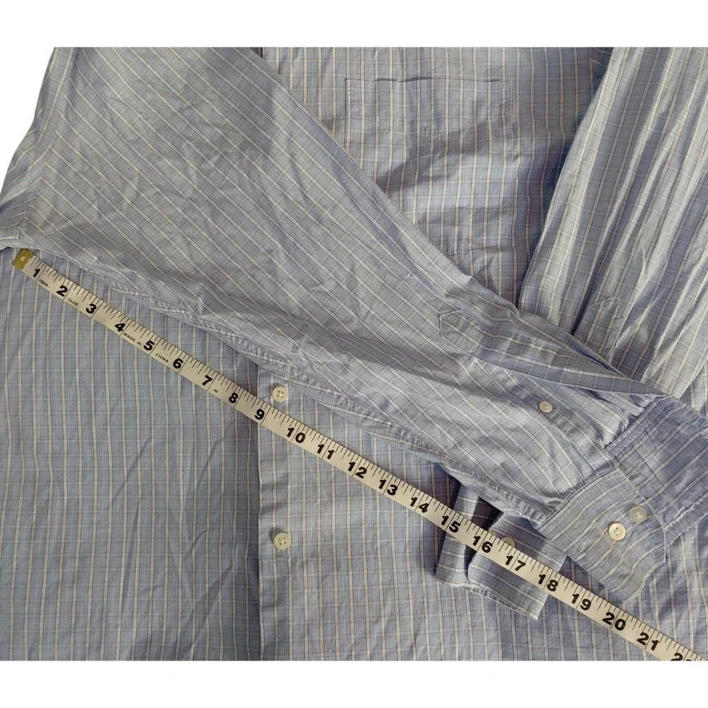 Banana Republic Mens Blue White Button Down Shirt Long Slv Size 15-15.5. A351